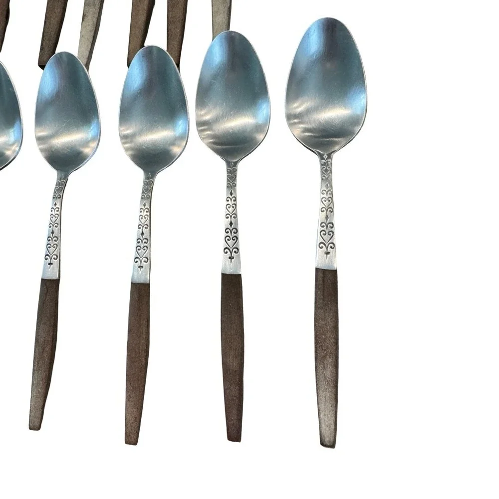 Vtg Interpur INR2 Japan Stainless Steel Canoe Muffin Silverware Flatware 17 pc